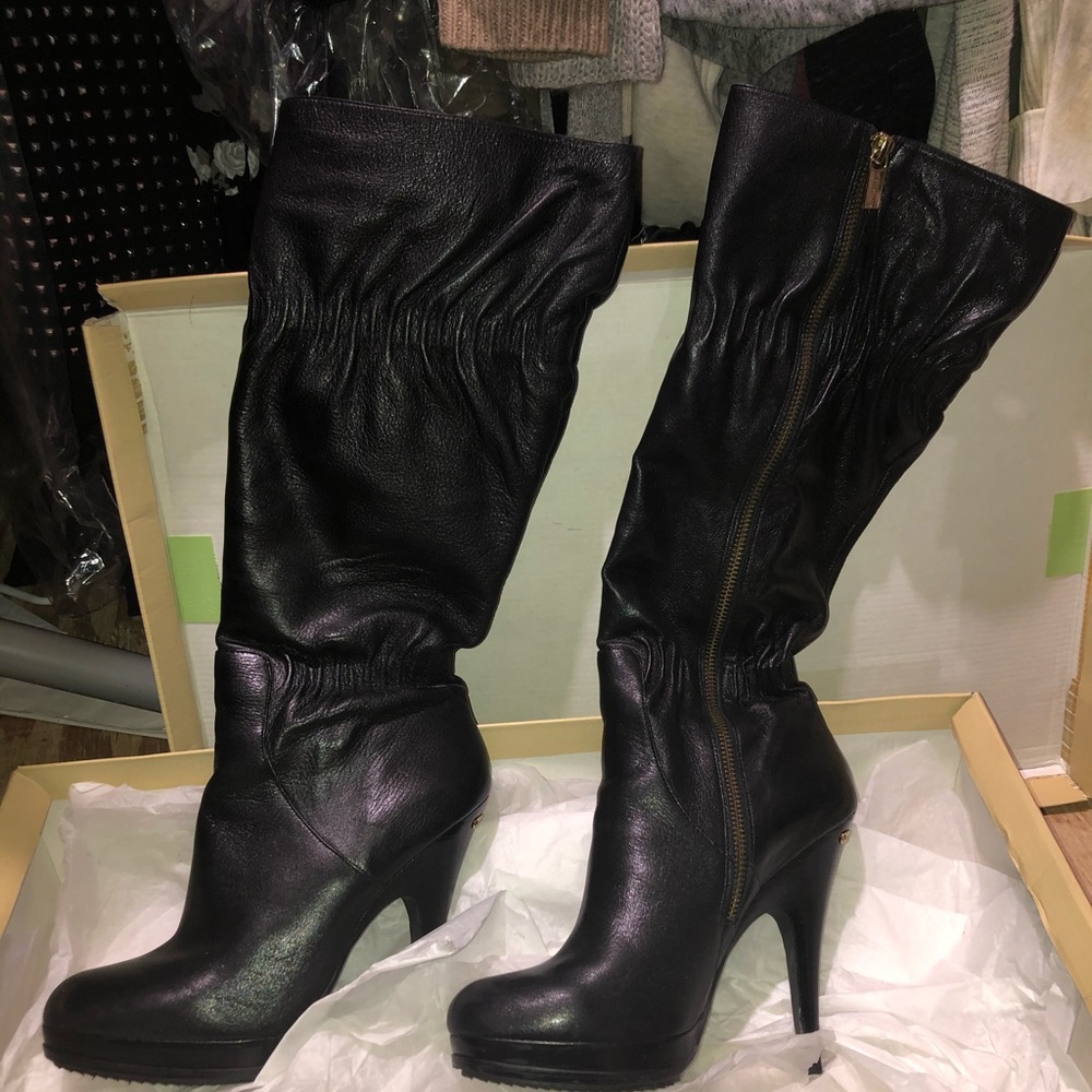 Michael Kors leather black knee boots closing out closet  last chance